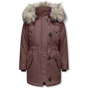 ONLY Lange parka voor meisjes, roze/bruin/details: voor lichtgrijs, 146, Rose Brown/Details: voor lichtgrijs