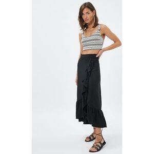 Koton Jupe midi asymétrique pour femme, noir (999), 36