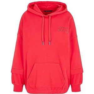 Armani Exchange Dames hoodie met strepen en contrasterend logo, rood, M, Rood