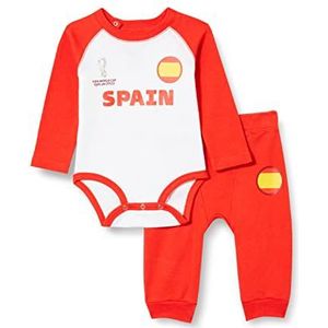 FIFA Rompertje met lange mouwen, Spanje, broek, uniseks baby, Rood/Wit