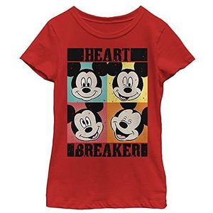 Disney Mickey Mouse Heart Breaker Pop Art Panelen Meisjes T-Shirt, Rood, XS, Rood