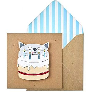 Handgemaakte verjaardagskaart met blauwe strepen