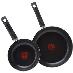 Tefal Aluminium Non-Stick 20cm & 28cm Koekenpan Twin Pack, Zwart