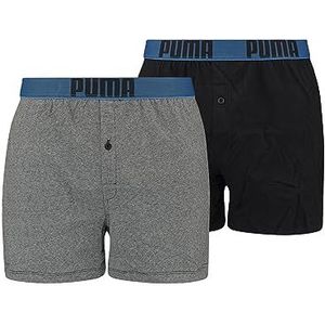 PUMA Losse pasvorm jersey boxershorts voor heren (2 stuks), Grijs/blauwe plank