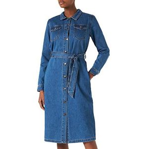 KAFFE Dames Denim Dress Midi Long Tie Taille Casual Dames, Denim Blauw