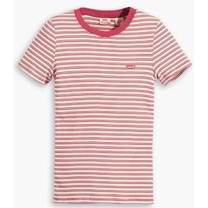 Levi's SS RIB BABY TEE PECAN STRIPE COUNTRY BL T-shirt voor dames (1 stuk), Bodega Stripe Mesa Roze