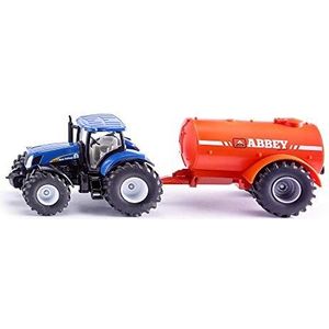 siku 1945, tractor met eenassige drijfmesttank, 1:50, metaal/kunststof, blauw/oranje, met meerdere functies