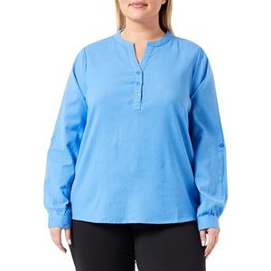 Kaffe Damesblouse V-hals lange mouwen rechte pasvorm gestreepte kraag blauw regatta, 44, Regatta blauw