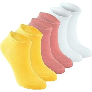 Bonateks 6 paires de chaussettes athlétiques en bambou de haute qualité pour femme ultra-douces et respirantes / 2 jaunes / 2 roses / 2 blancs Taille UE : 36 - 41, multicolore, taille unique
