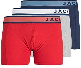 JACK & JONES Boxershorts voor heren, lichtgrijze mix/set: pompon rood - jurkblauw, XXL, Lichtgrijze mix/set: rode pompon - blauwe jurk