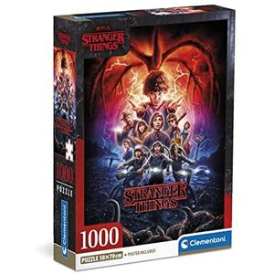 Clementoni - Stranger Things - 1000 volwassenen, Netflix, beroemde puzzels, Made in Italy, meerkleurig, 39713