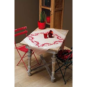 Vervaco Borduurwerk: tafelkleed met rood bladmotief, 100% katoen, meerkleurig, 80 x 2 x 20 cm
