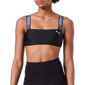 PUMA Bikinitop voor dames met hoofdband, zwart combi