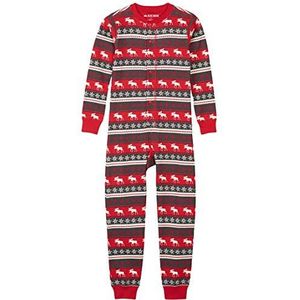 Hatley Fair Isle Bear & Moose Family Union Suits Dames Rompertje, rood (Kid's Union Suit - Moose Fair Isle 600)