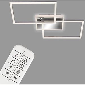 BRILONER Leuchten LED plafondlamp / 40 W / 500 x 388 x 80 mm / inclusief afstandsbediening / nachtlichtfunctie / timer / aluminium / chroom 3049-018