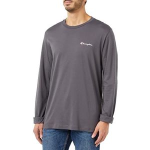 Champion Legacy American Classics Script Logo L-s Crewneck T-shirt met lange mouwen voor heren, Grigio Grafite