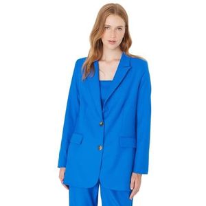 Trendyol Blazer Regular Uni reverskraag damesjas, blauw, 36, Blauw