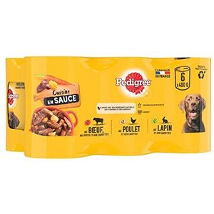 Pedigree Keuken maaltijden voor honden – container van saus voor volwassen honden – 3 soorten – 6 x 400 g �– 4 stuks