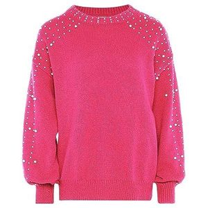 Nascita Dames kralen ronde hals en mouwen ballon polyester roze maat M/L trui sweater, M, roze, M, Roze