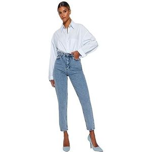 TRENDYOL Rechte damesjeans met hoge taille, Indigo