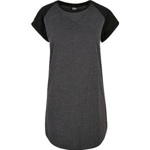 Urban Classics Ladies Contrast Raglan Tee Dress mini-jurk zwart grijs, Zwart/Grijs