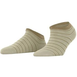 FALKE Shimmer gestreepte sneakers voor dames, katoen, zwart en wit, meerdere andere kleuren, versterkte sportsokken met patroon, ademend, fijne strepen met pailletten, 1 paar, Beige (Hemp 4008)