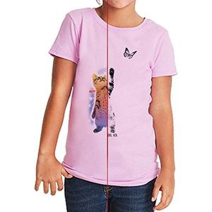DelSol - Meisjes T-shirt met ronde hals - Super Awesome - Zonnewissel - 100% voorgekrompen gekamd katoen jersey - heldere kleuren - paars - YM-M - 1 stuk, Paars.