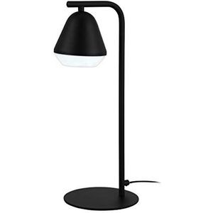 EGLO Tafellamp Palbieta, 1-vlammige tafellamp industrieel, modern, bedlampje van staal en kunststof, woonkamerlamp in zwart, gesatineerd, lamp met schakelaar, GU10-fitting