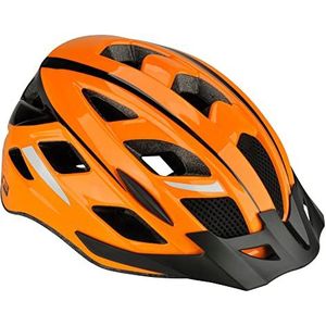 FISCHER Fietshelm voor volwassenen, stadshelm Urban, S/M, 52-59cm, oranje, met verlicht binnenringsysteem