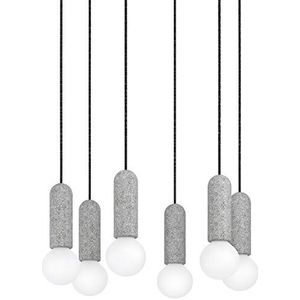 Eglo Giaconecchia Hanglamp, 6 lichtpunten, E27-fitting, vintage/modern, staal/terrazzo, antraciet/grijs, voor eetkamer en woonkamer