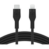 Belkin BoostCharge Flex USB-C naar Lightning kabel van siliconen (1 m), MFi-gecertificeerd (20 W), Power Delivery opladen voor iPhone 13, 12, 11, Pro, Max, mini, SE, iPad enz. (zwart)