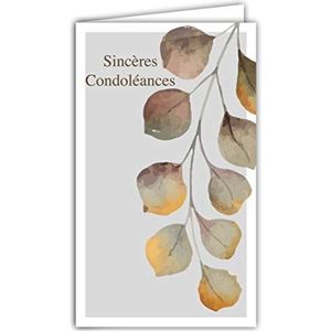 Oprechte condoleancekaart – gesloten formaat 95 x 160 mm – envelop wit – boomtak ronde bladeren herfstkleuren – gemaakt in Frankrijk – Afie 24-1029