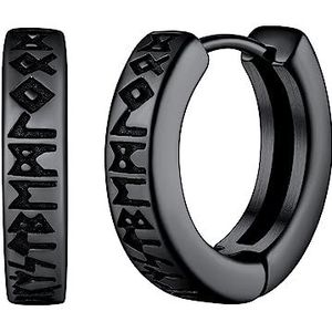 FaithHeart Viking Herenoorbellen, ringen, rune-oorbellen, zilver 925 / roestvrij staal/goud/zwart, Scandinavische sieraad, Gothic, oorpiercing voor heren, jongens en dames (geschenkdoos), Geen edelsteen