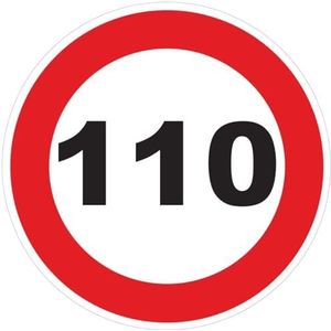 Sticker Snelheidsbegrenzing, rode cirkel, tractor, zwaargewicht, snelheidsbegrenzing, vrachtwagen, 110 km/u, zelfklevend, 15 cm diameter