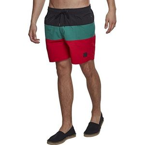 Urban Classics Color Block zwemshorts voor heren, in vele kleuren, maten S tot XXL, Veelkleurig (Firered/Black/Green 01318)