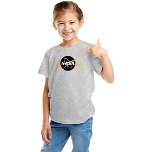 Nasa Ginasadts066 Uniseks T-shirt voor kinderen, 1 stuk, Grijs Melange