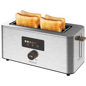 Cecotec Verticale broodrooster met 2 extra lange sleuven Touch&Toast Extra Double 1500 W 4 sneetjes brood Extra grote sleuven 3,5 cm Touchscreen en digitaal wiel Roestvrijstalen afwerking