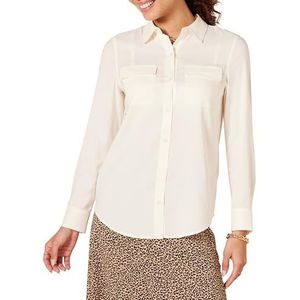 Amazon Essentials Chemise en georgette à manches longues et poches coupe décontractée pour femme, ivoire, taille XS