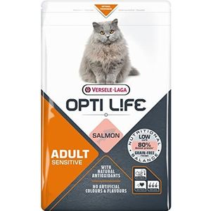 VERSELE LAGA Opti Life Sensitive kattenvoer voor volwassen katten, graanvrij, met zalm, 2,5 kg