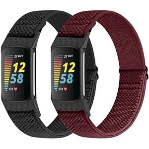 WNIPH Compatibel met Fitbit Charge 5 armband, verstelbaar, elastisch, nylon stof, sport, lus, reservearmband voor Fitbit Charge 5, horlogeband voor dames en heren