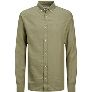 JACK & JONES Jprccmaze Linen Chemise à manches longues pour homme L/S Button Down Ln, Aloe/Fit : coupe confortable, XXL