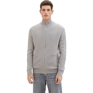 TOM TAILOR Veste en tricot pour homme, Mélange gris chiné 12035., M