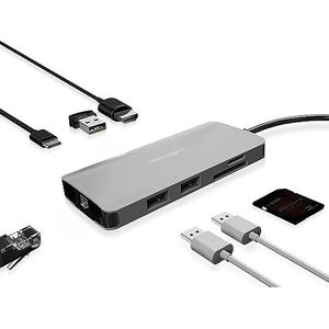 KENSINGTON UH1400P – universeel USB-C mobiel dockingstation, 8 poorten, 85 W, Ultra HD (4K bij 69 Hz voor 1 monitor), hoge resolutie, plug & play (K33820WW)
