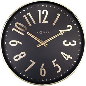 Design wandklok - 40cm - Stille klok - Zwart met goud - NeXtime Alchemy