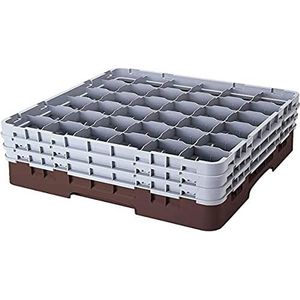 Cambro Camracks 36S900 polypropyleen rek, voor glazen en glazen met een diameter van 7,3 cm, maat 1/1, 36 vakken, hoogte 23,8 cm, bruin