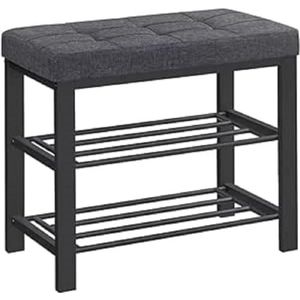 SONGMICS Schoenenbank, rek met 3 niveaus voor entree, 603149 cm, donkergrijs en zwart LBS576B33, 60 x 49 x 31 cm