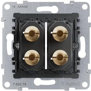 LEGRAND, Seano 765079 dubbele luidsprekerconnector 4 mm vrouwelijk messing verguld voor hoogwaardige signaaloverdracht