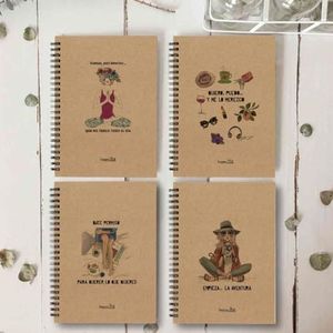 HappyMots Set van 4 A5 schriften - notitieboek van kraftpapier - levering in een mooie geschenkdoos klaar voor levering | notitieboek | reisdagboek