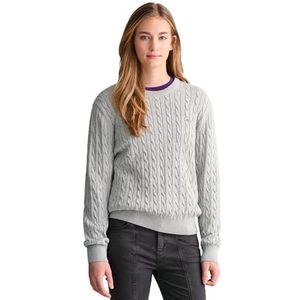 GANT Shield Cotton Cable C-Neck Pullover, Light Grey Melange, 146-152 Kinder Unisexe, Gris clair chiné., 146-152