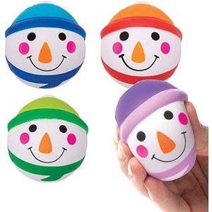 Baker Ross AX430 Sneeuwmanballen, 4 stuks springballen voor kinderen, ideaal voor feestzakken voor kinderen en voor binnen en buiten
